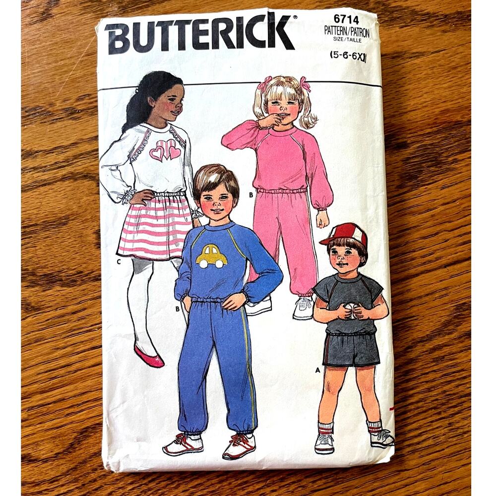 2010s Butterick 6714 Sewing Pattern Toddler Sz 5-6 Top Shirt Pant Skirt COMPLETE